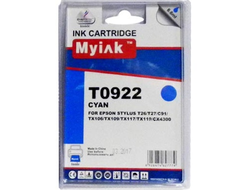 Картридж EPSON St C91/CX4300 (T0922) синий (6,6ml, Pigment) MyInk - изображение