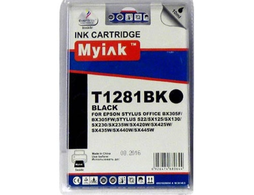 Картридж EPSON St S22/SX125/Office BX305 (T1281) черный (10ml, Pigment) MyInk - изображение