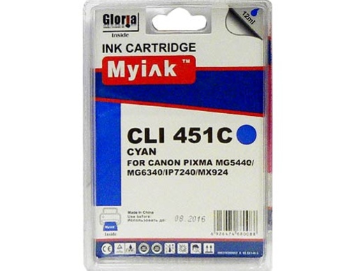 Картридж CANON PIXMA iP7240/MG6340/5440/7140 CLI-451 XLC синий (12ml, Dye) MyInk - изображение