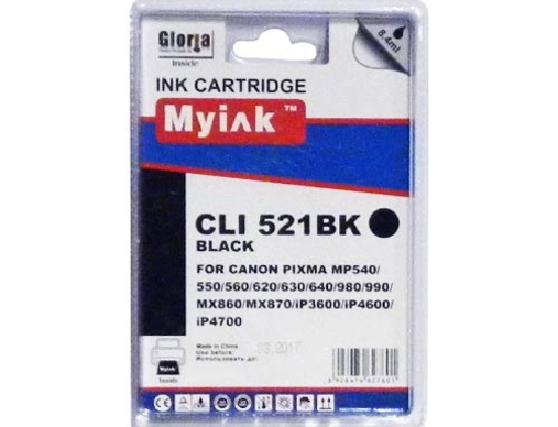 Картридж CANON PIXMA iP3600/4600/ MP540/620/630/980 CLI-521 BK черный (8,4ml, Dye) MyInk - изображение