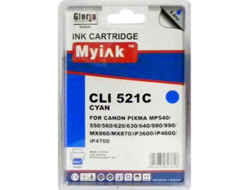 Картридж CANON PIXMA iP3600/4600/ MP540/620/630/980 CLI-521 C синий (8,4ml, Dye) MyInk - изображение