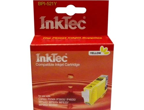 Картридж CANON PIXMA iP3600/4600/ MP540/620/630/980 CLI-521Y желтый InkTec - изображение