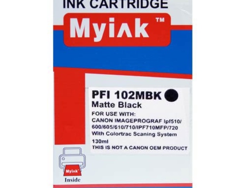 Картридж CANON IPF 500/600/700 черный матовый PFI-102MBk (130ml, Pigment) MyInk - изображение