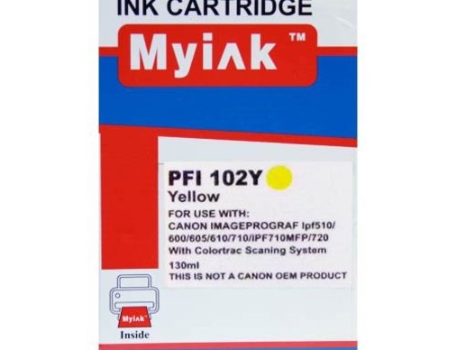 Картридж CANON IPF 500/600/700 PFI-102Y желтый (130ml, Dye) MyInk - изображение