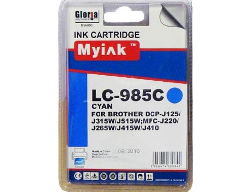 Картридж Brother DCP-125/315W/515W/MFC-265W/410/415W (LC39/985C) синий (12 ml, Dye)  MyInk - изображение