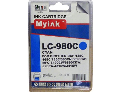 Картридж Brother DCP-145C/6690CW/MFC-250C (LC980C) синий (18ml, Dye) MyInk - изображение