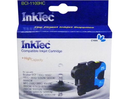 Картридж Brother DCP-145C/6690CW/MFC-250C/990C (LC1100C) синий InkTec - изображение