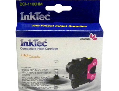 Картридж Brother DCP-145C/6690CW/MFC-250C/990C (LC1100M) красный InkTec - изображение
