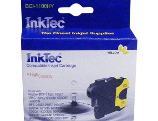 Картридж Brother DCP-145C/6690CW/MFC-250C/990C (LC1100Y) желтый InkTec - изображение