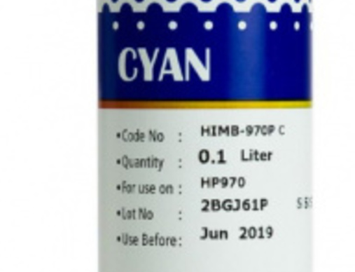Чернила для HP (971/951/940/933) X451dw/ X476dw/x551dw/x576dw/ 251dw/276dw/8100/8600/ 8640/8660/8000/8500/ 6100/6600/6700/7110/ 7610/7612  (100мл, cyan, Pigment) HIM-970PC Ink-Mate - изображение